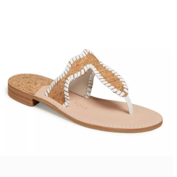 Jack Rogers Jackie Cork Leather Thong Sandal Size 10 - Picture 1 of 9